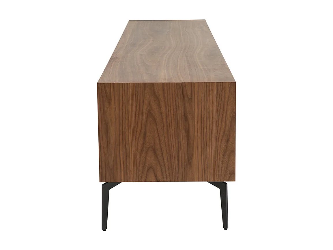 Meuble TV design bois foncé noyer et métal noir 2 portes 2 tiroirs L200 cm BLISS