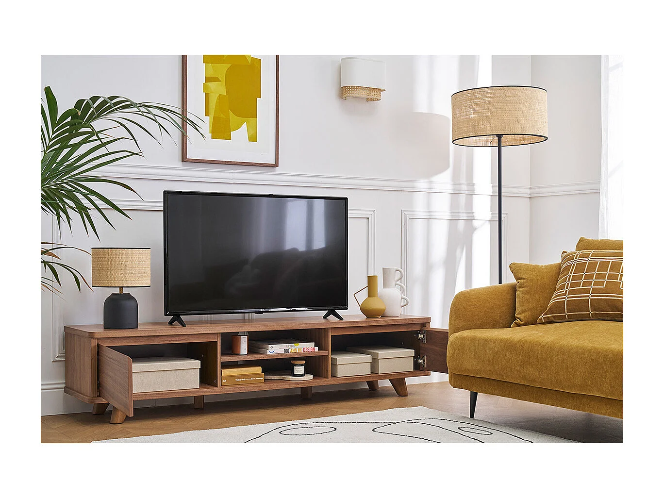 Mueble TV vintage de nogal 180 cm FIFTIES