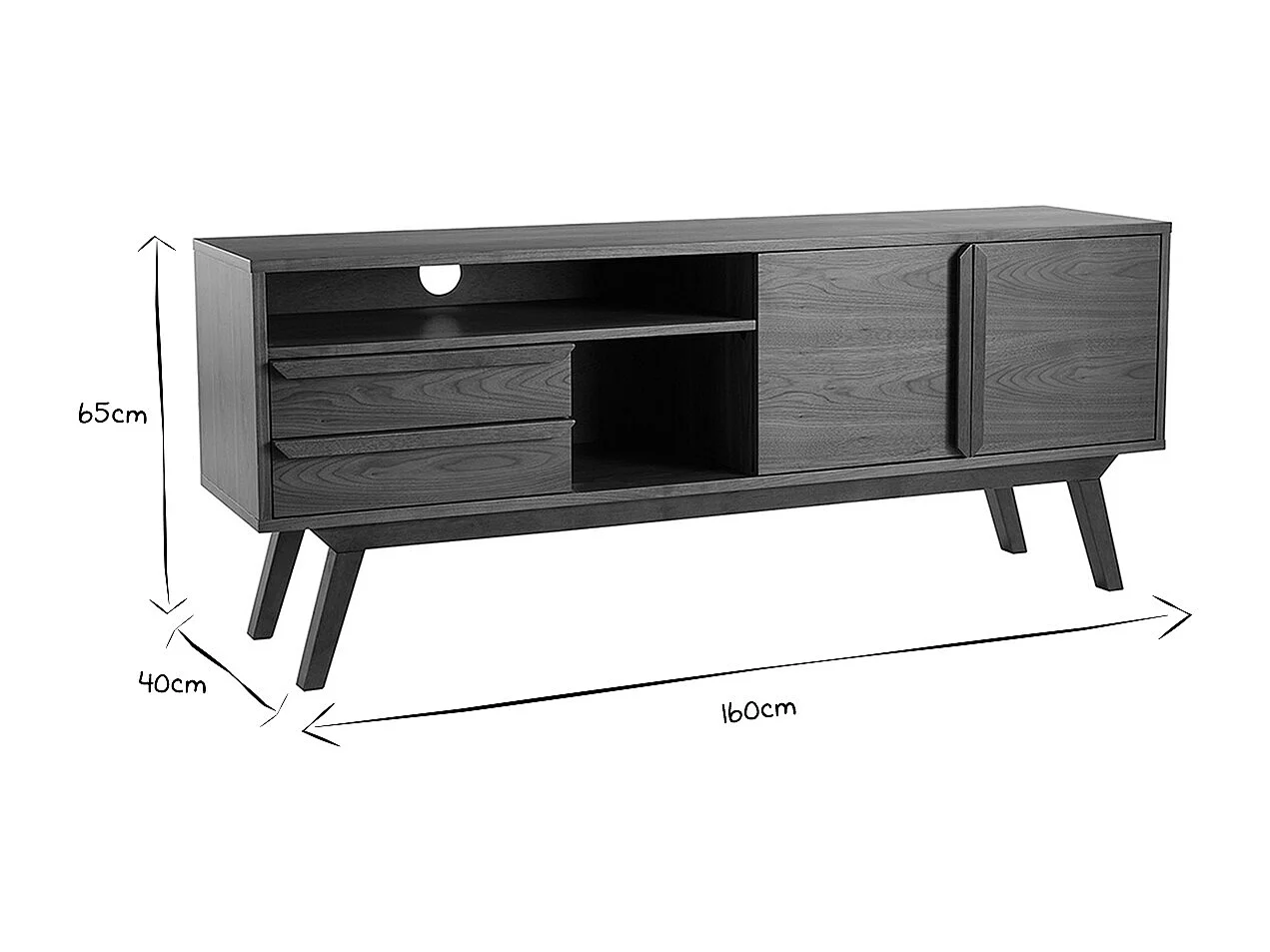 Mueble TV alto de nogal vintage 160 cm VOLVER