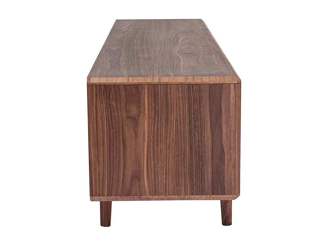 Meuble TV en bois foncé noyer 1 porte 2 tiroirs L180 cm SUVA