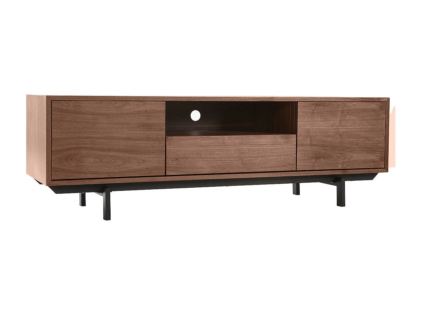 Meuble TV vintage en bois foncé niche ouverte L160 cm MANNY