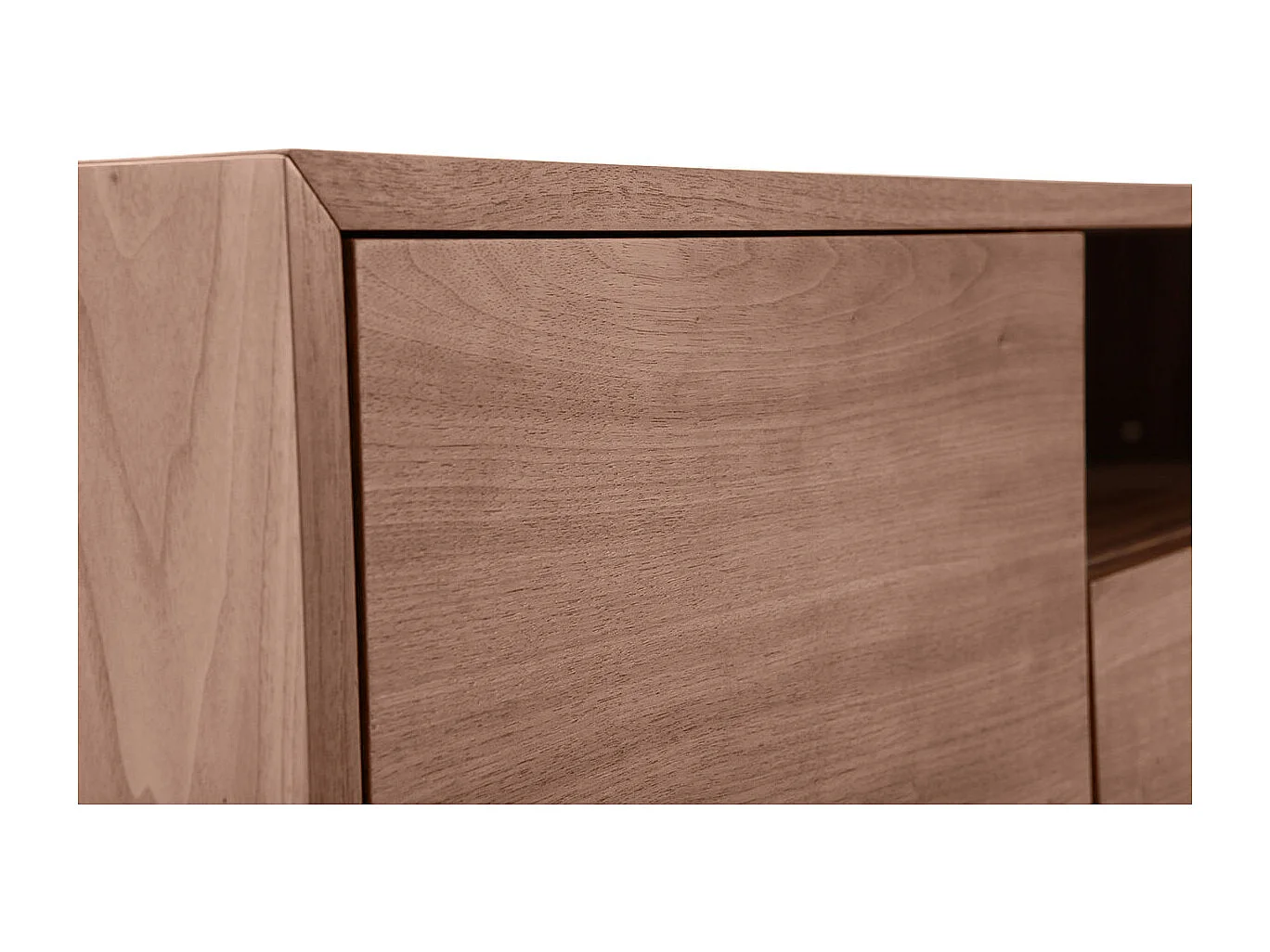 Meuble TV vintage en bois foncé niche ouverte L160 cm MANNY