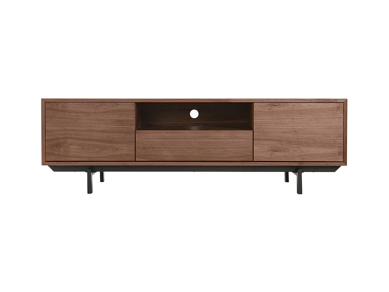 Meuble TV vintage en bois foncé niche ouverte L160 cm MANNY