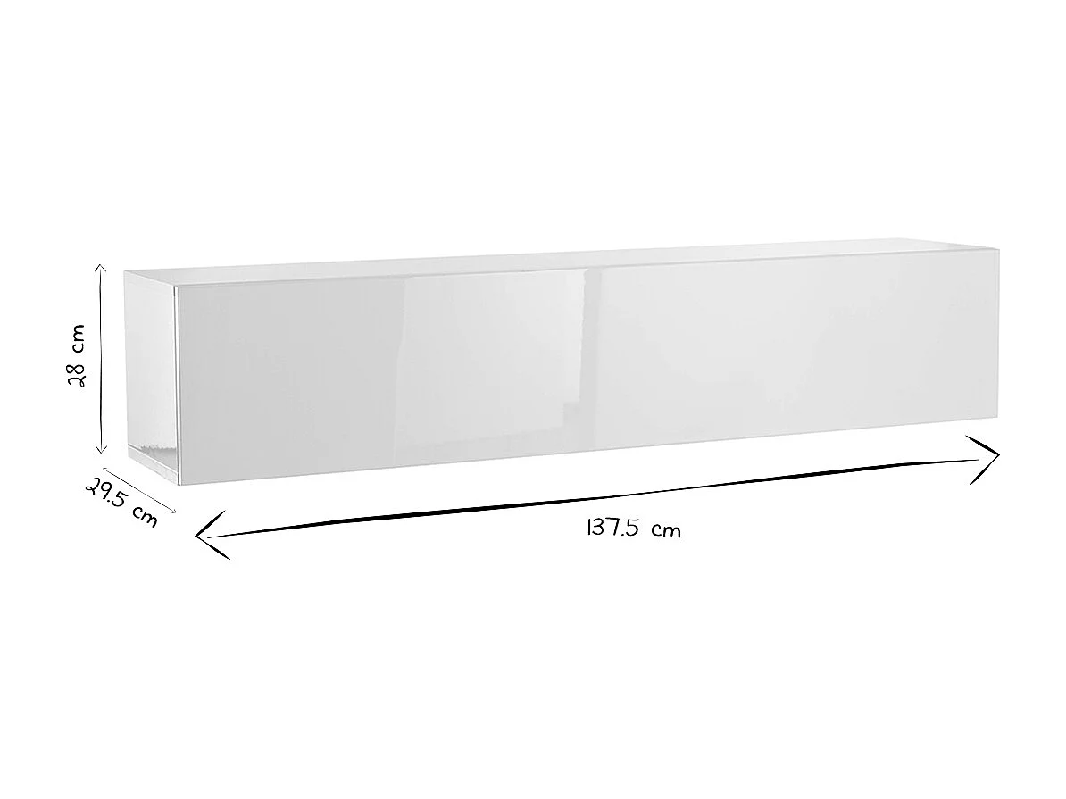 Élément mural TV horizontal blanc laqué brillant L137.5 cm ETERNEL
