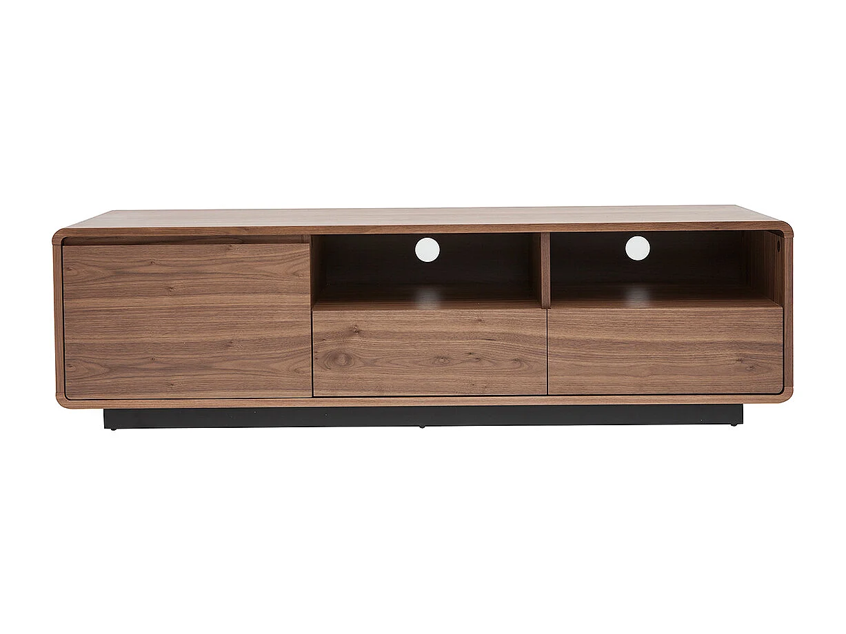 Meuble TV vintage en bois foncé noyer et métal noir L160 cm JAKO