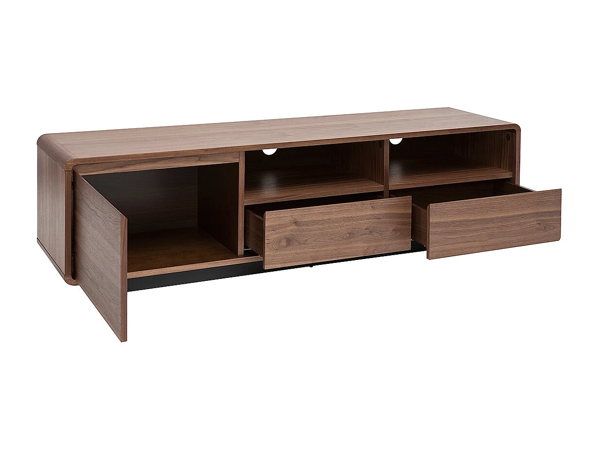 Meuble TV vintage en bois foncé noyer et métal noir L160 cm JAKO