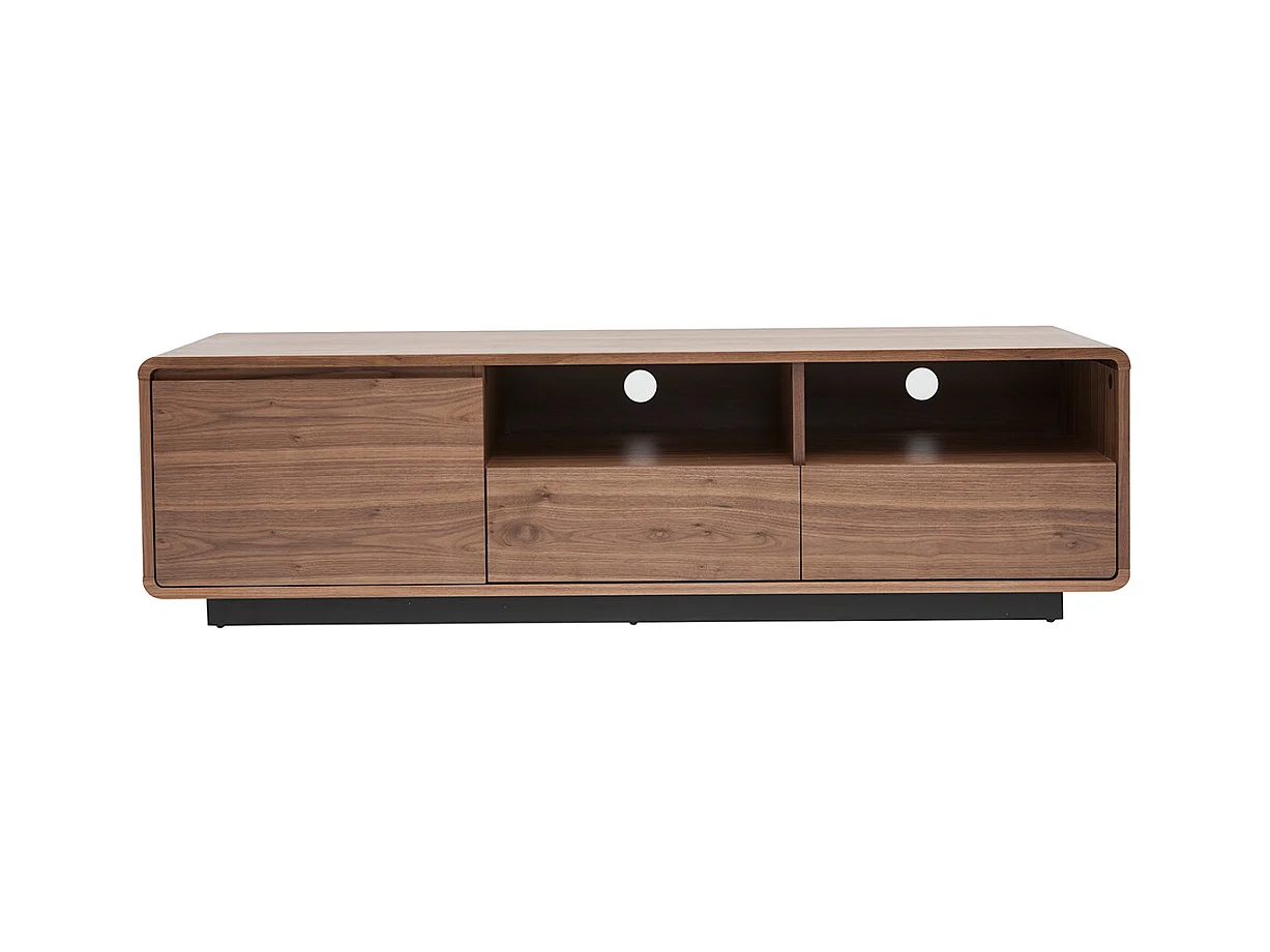 Meuble TV vintage en bois foncé noyer et métal noir L160 cm JAKO