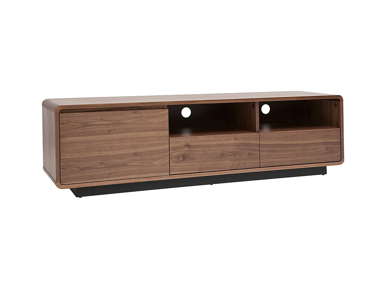 Meuble TV vintage en bois foncé noyer et métal noir L160 cm JAKO