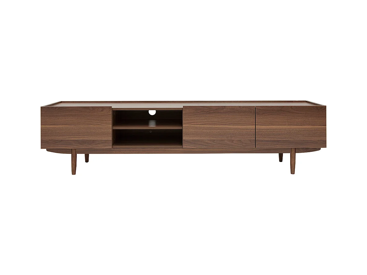Meuble TV bois foncé noyer 3 portes L180 cm SANAA