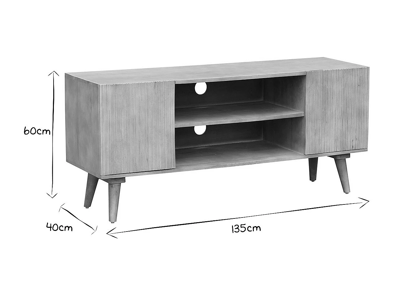 Mueble TV de madera maciza de mango 135 cm RUBIA