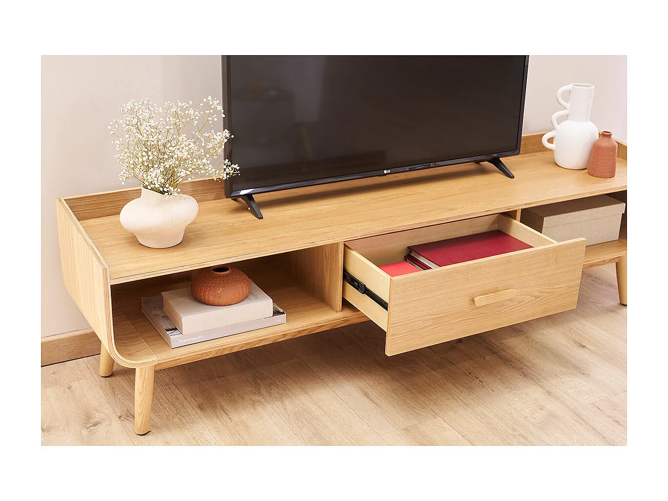 Mueble TV vintage madera fresno 180 cm HALLEN