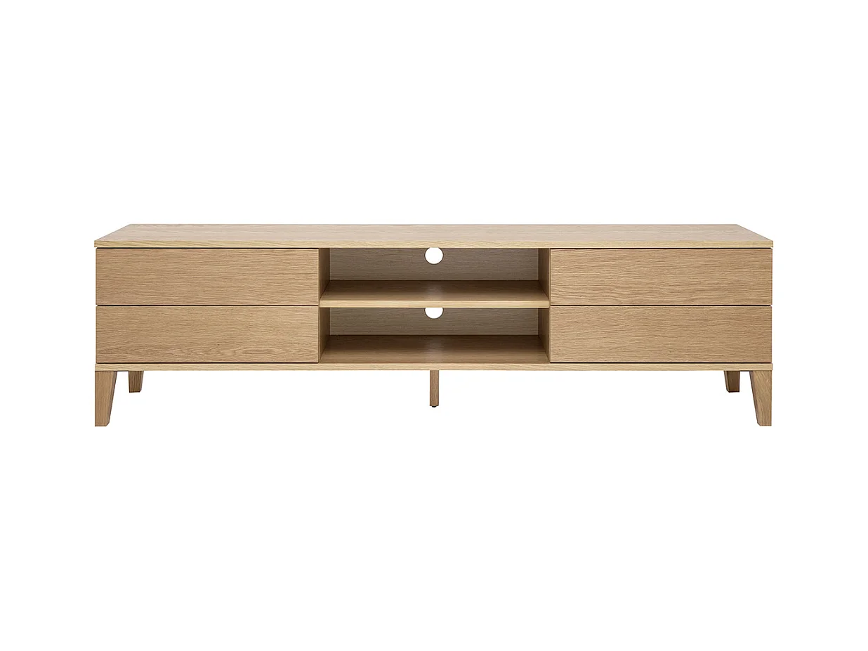 Meuble TV scandinave bois clair chêne 4 tiroirs L180 cm FREDDY