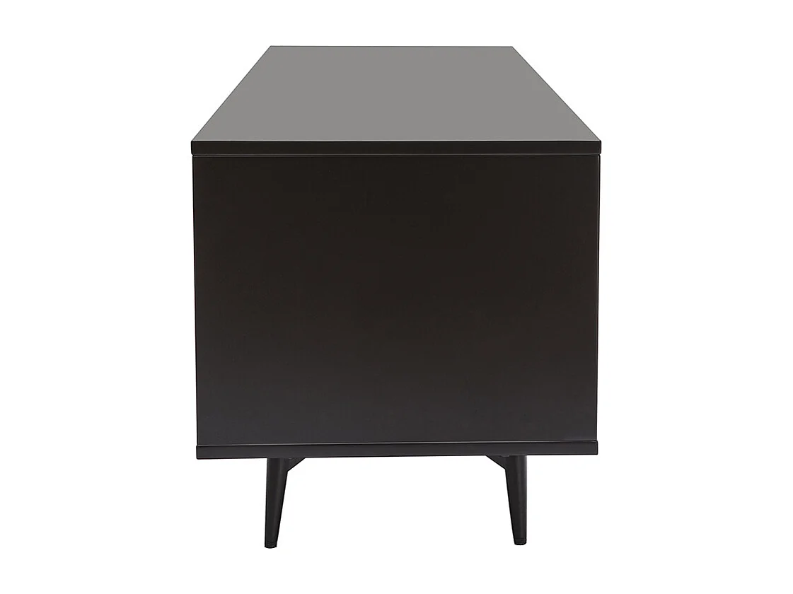 Mueble TV negro mate y contrachapado de nogal con 2 puertas y 1 cajón 160 cm MERMOZ