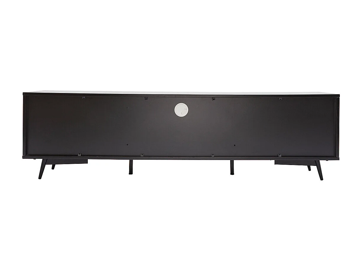 Mueble TV negro mate y contrachapado de nogal con 2 puertas y 1 cajón 160 cm MERMOZ