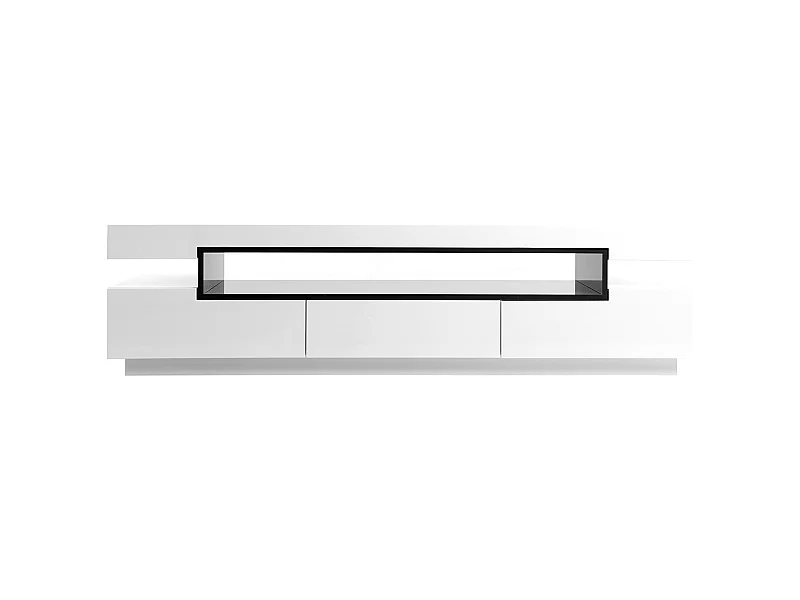 Meuble TV design blanc laqué brillant L200 cm LIVO