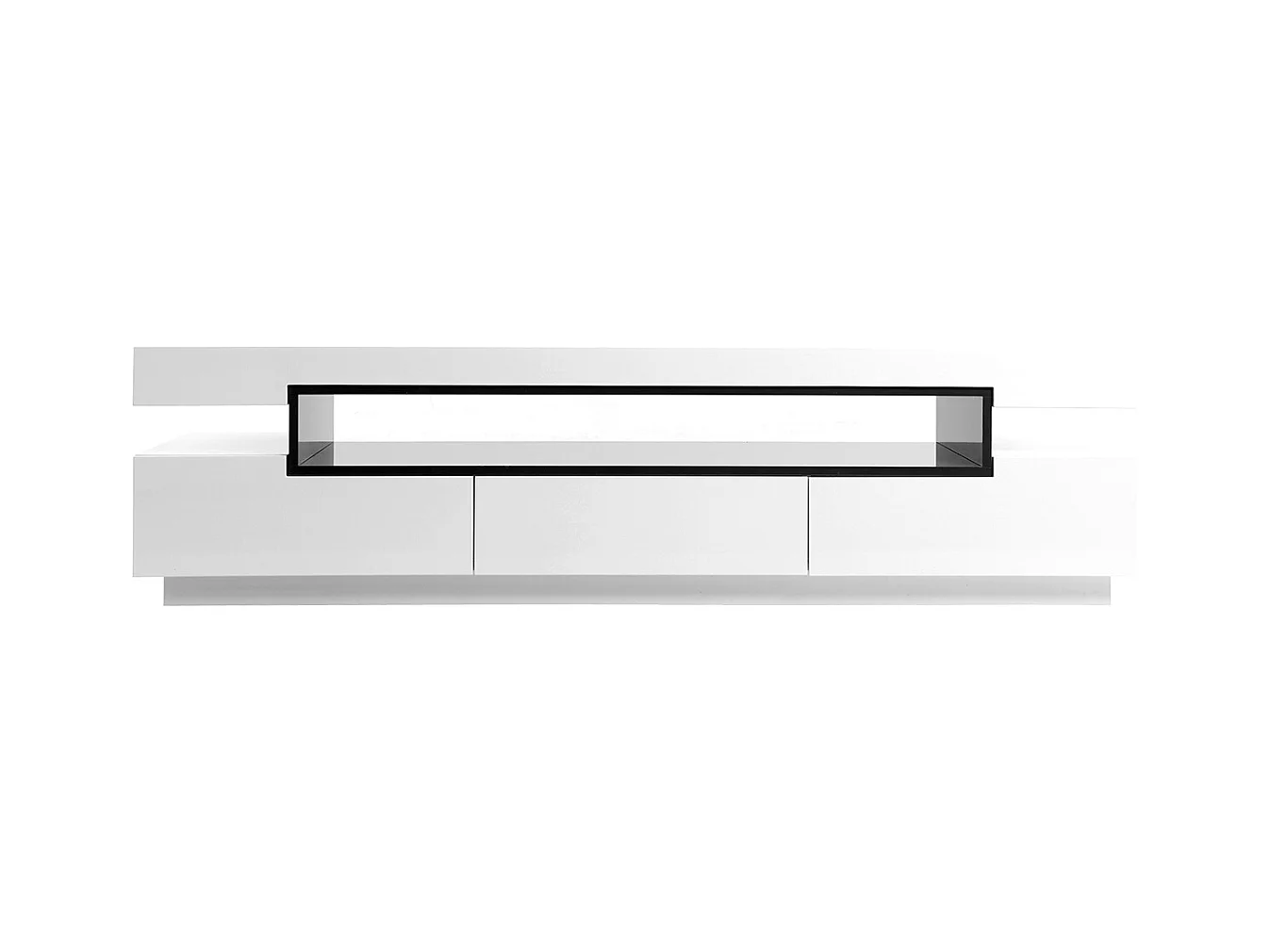 Meuble TV design blanc laqué brillant L200 cm LIVO