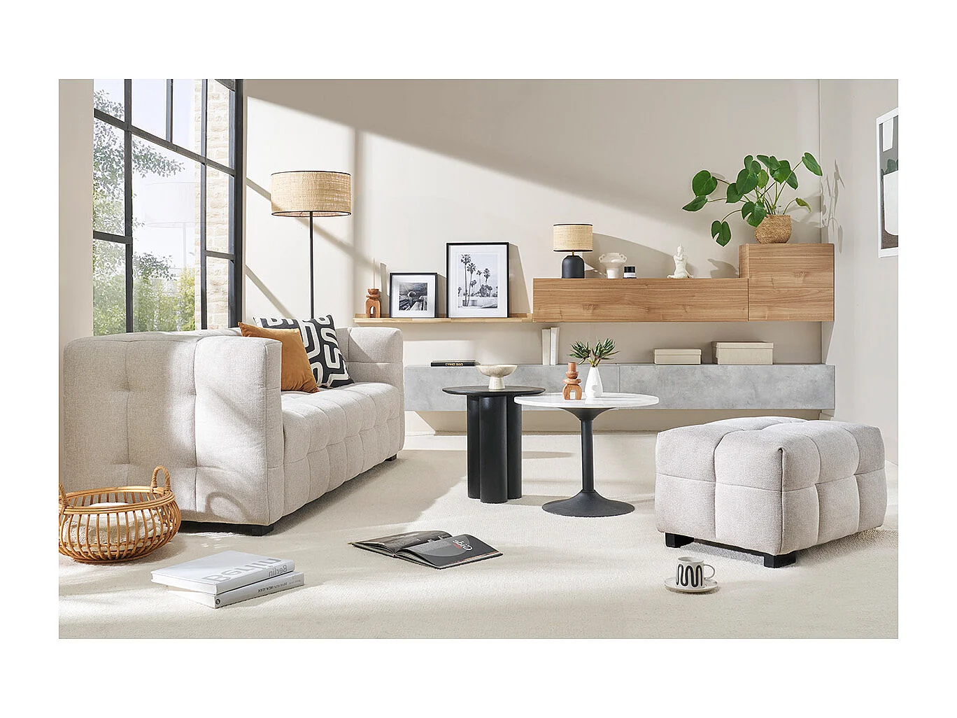 Rangement mural fermé carré finition bois clair L55 cm ETERNEL