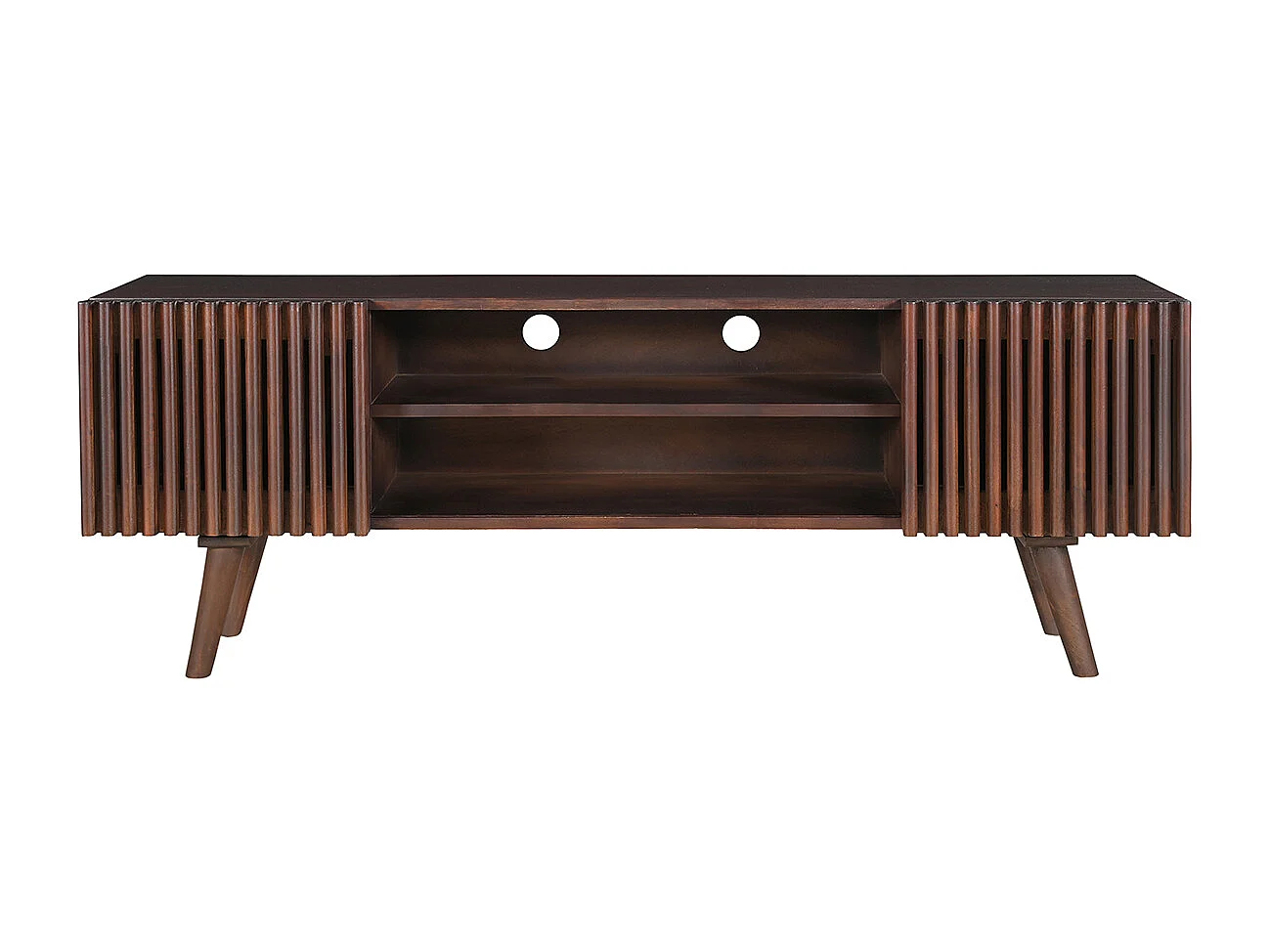 Mueble TV de madera maciza de mango oscuro con puertas correderas 140 cm ALBA