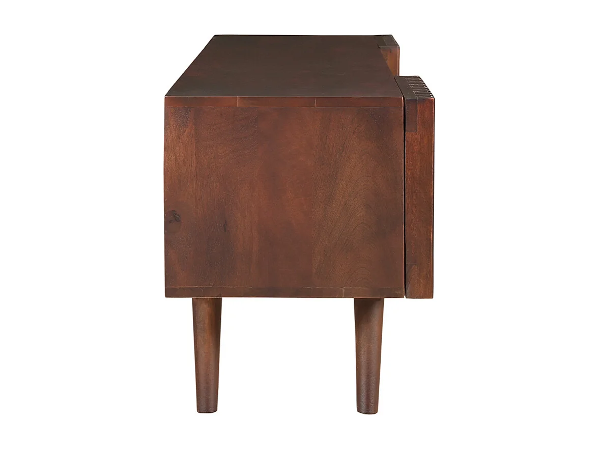 Mueble TV de madera maciza de mango oscuro con puertas correderas 140 cm ALBA