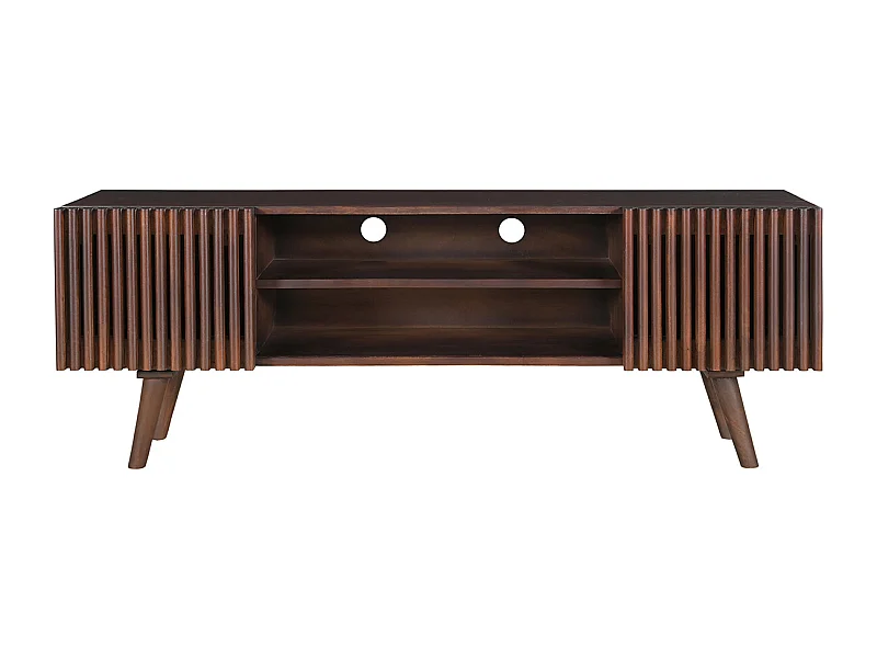 Mueble TV de madera maciza de mango oscuro con puertas correderas 140 cm ALBA