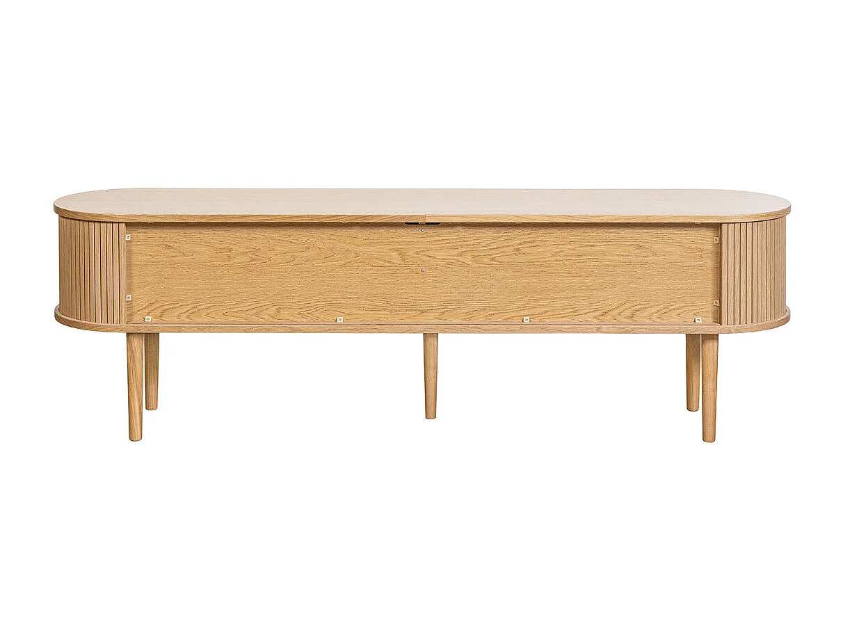 Meuble TV vintage bois clair chêne avec rangements 2 portes coulissantes L180 cm EPIC