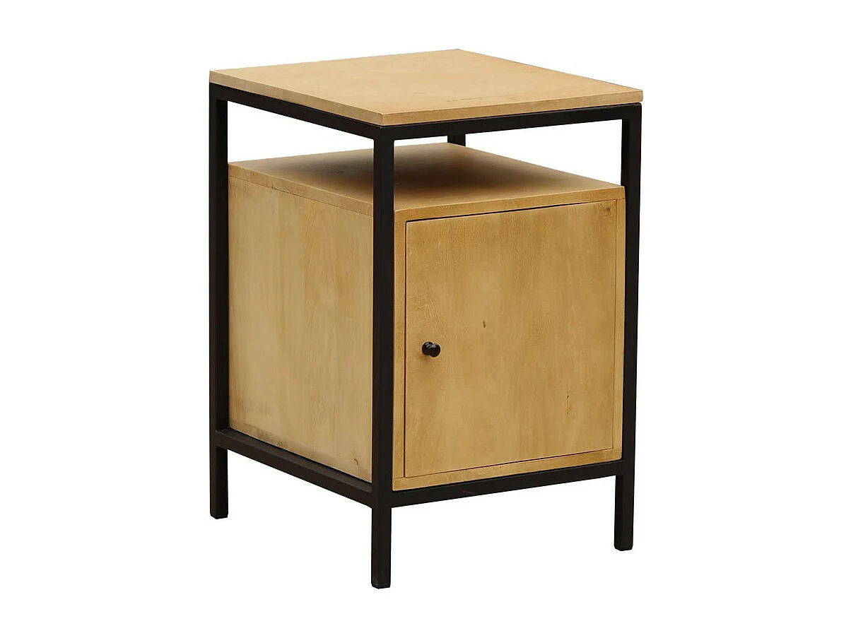 Aufbewahrungsbox Schreibtisch Mangoholz und schwarzes Metall OPIUM