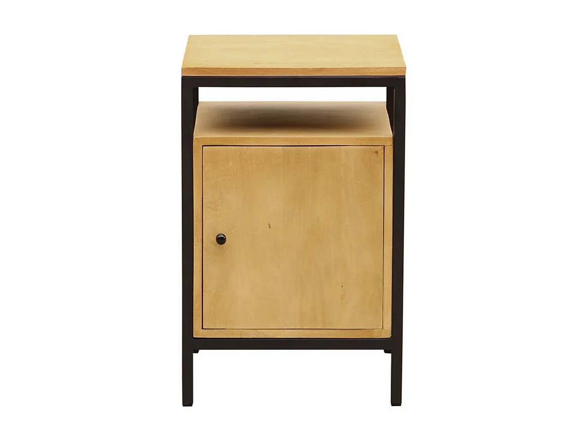 Aufbewahrungsbox Schreibtisch Mangoholz und schwarzes Metall OPIUM