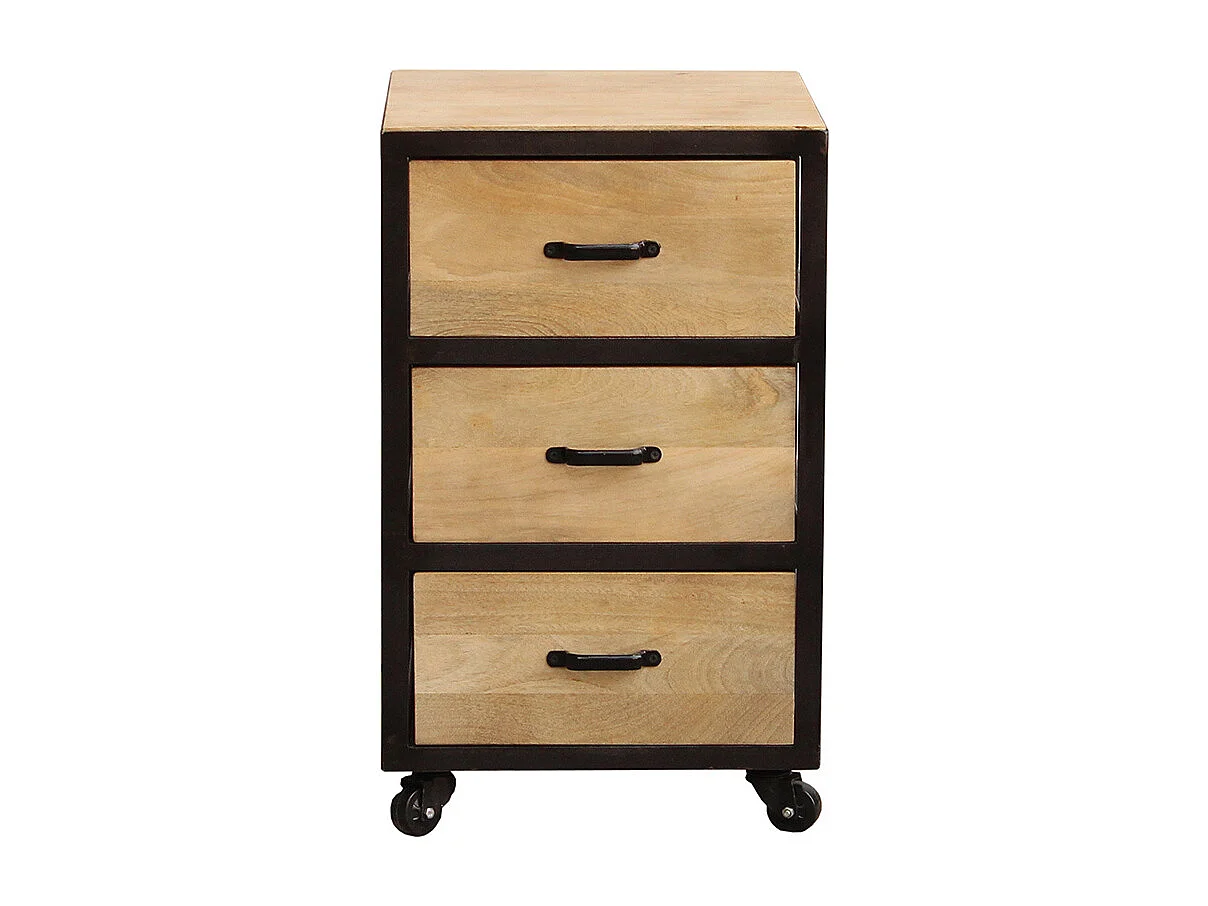 Cajonera de escritorio industrial madera maciza INDUSTRIA