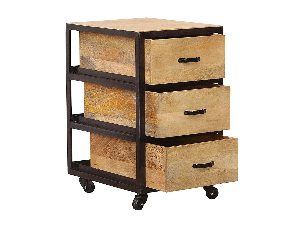 Cajonera de escritorio industrial madera maciza INDUSTRIA