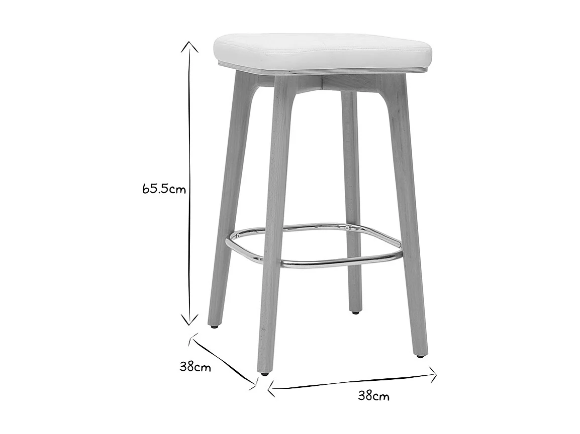 Set de 2 taburetes de cocina blancos y de madera clara 65 cm GRAMMA