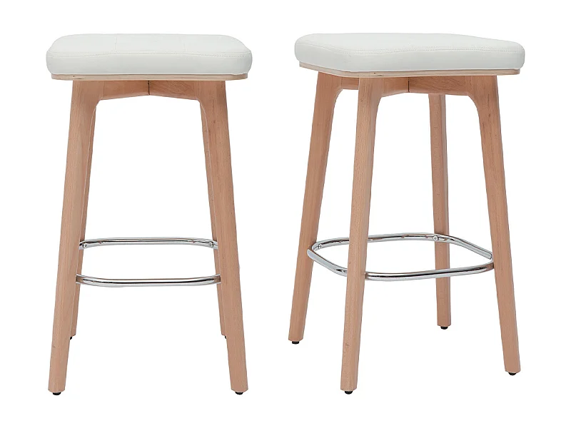 Sgabelli da bar bianco e legno chiaro 65 cm (set di 2) GRAMMA