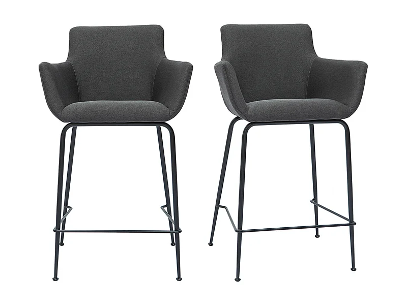 Set de 2 taburetes de cocina de tela gris antracita 65 cm CARLIE