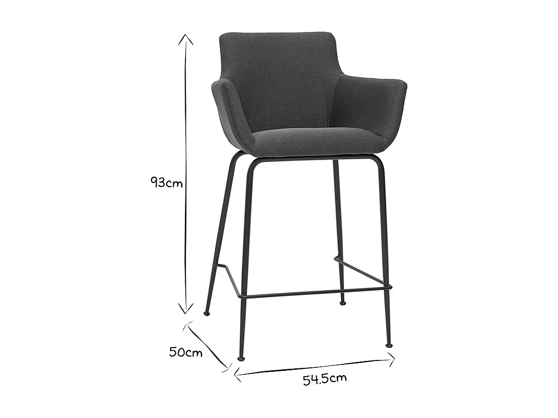 Tabourets de bar en tissu gris anthracite H65 cm (lot de 2) CARLIE