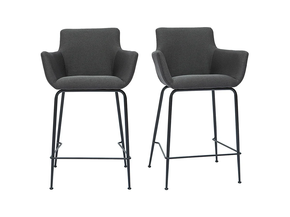 Tabourets de bar en tissu gris anthracite H65 cm (lot de 2) CARLIE