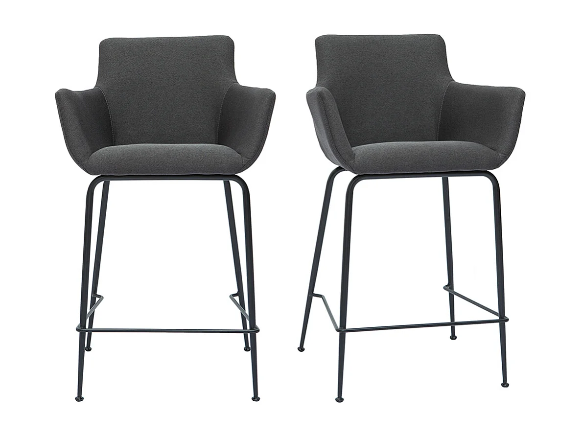 Sgabelli da bar in tessuto grigio antracite H65 cm (set di 2) CARLIE