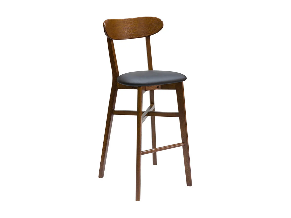 Tabouret de bar vintage noyer et noir H75 cm DOVE