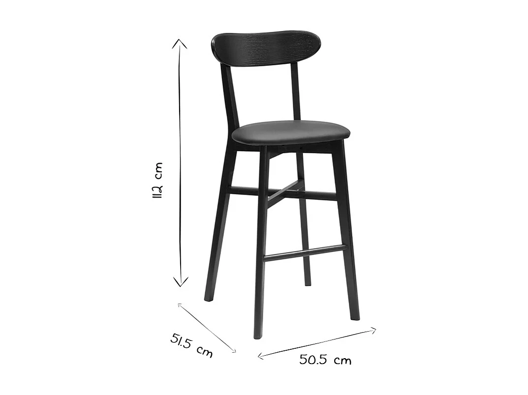 Tabouret de bar vintage noyer et noir H75 cm DOVE