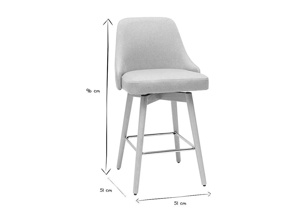 Taburetes de bar nórdicos giratorios gris claro A65 cm (lote de 2) HASTA
