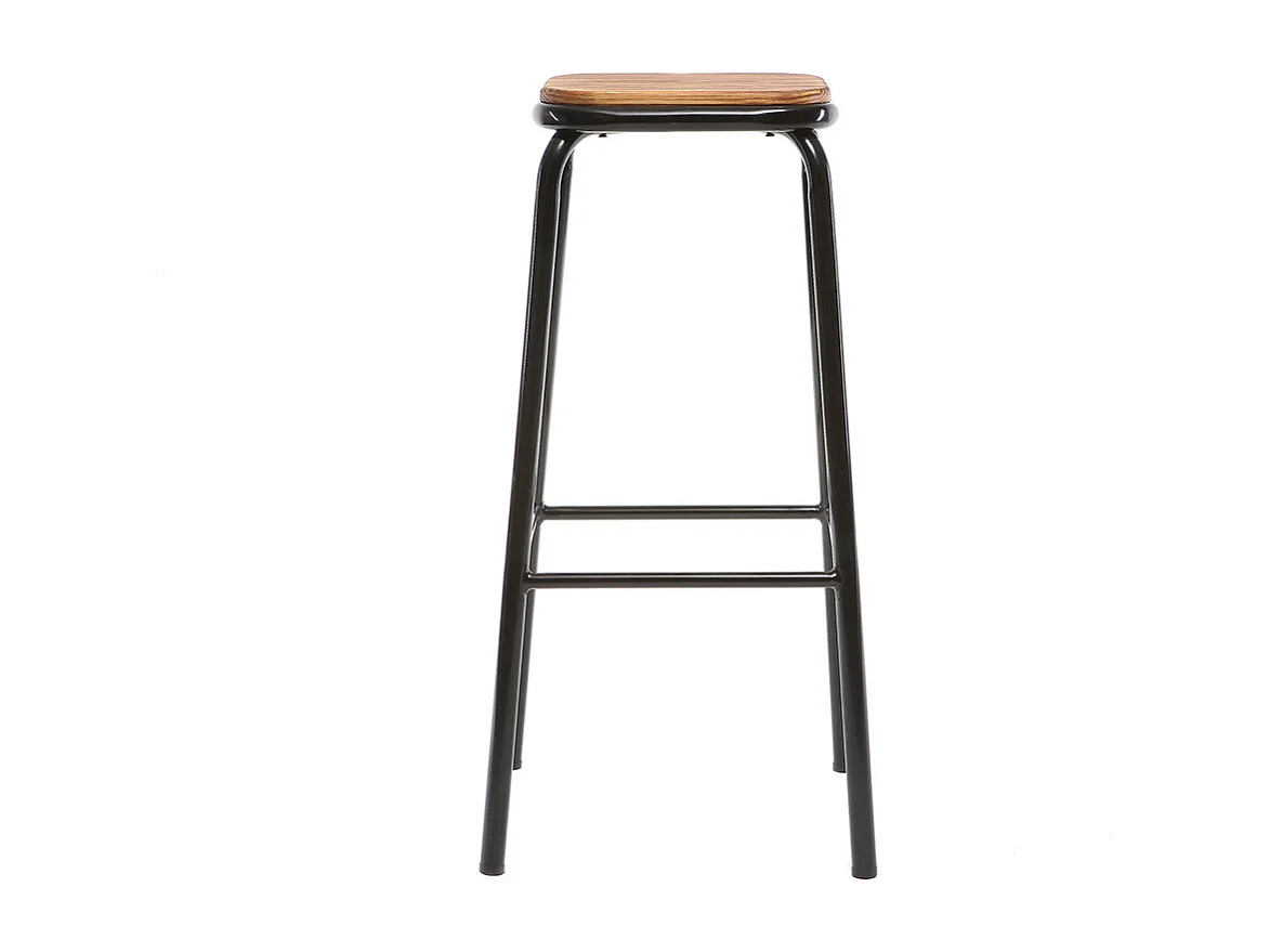 Tabourets de bar empilables noir et bois foncé H77.5 cm (lot de 2) MEMPHIS