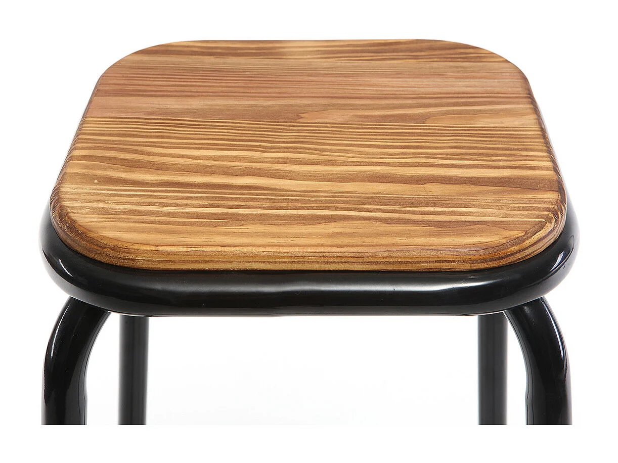 Design-Barhocker Edelstahl 2er-Set H 75 cm dunkles Holz MEMPHIS