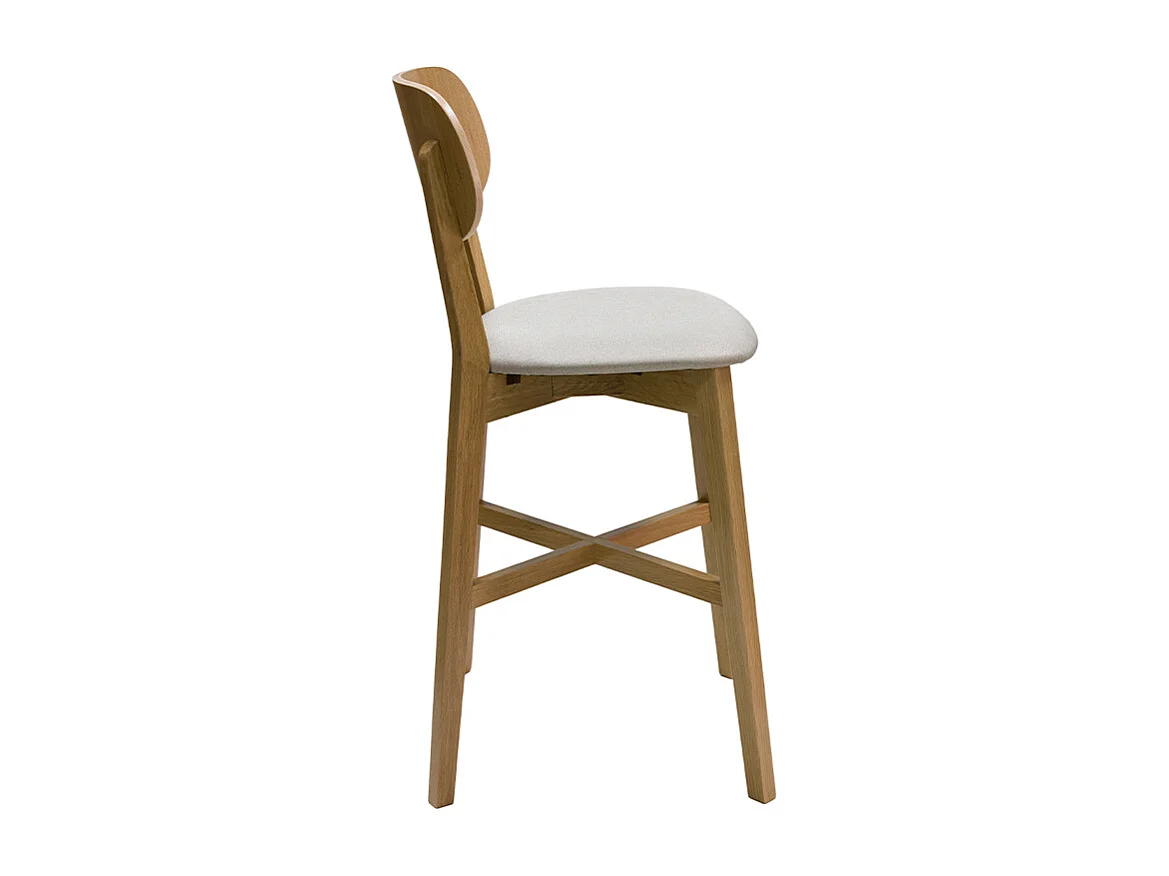 Set de 2 taburetes de cocina de madera de roble clara y tejido beige 65 cm LUCIA