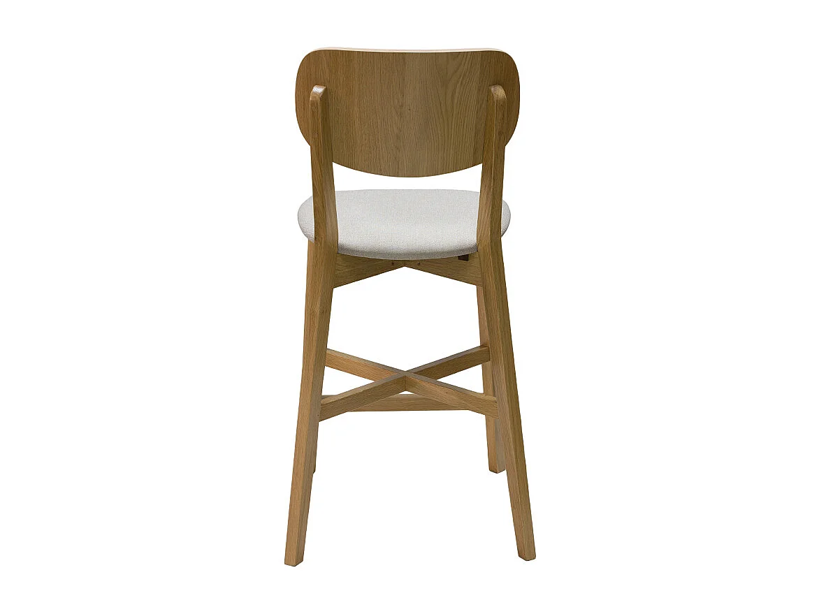 Set de 2 taburetes de cocina de madera de roble clara y tejido beige 65 cm LUCIA