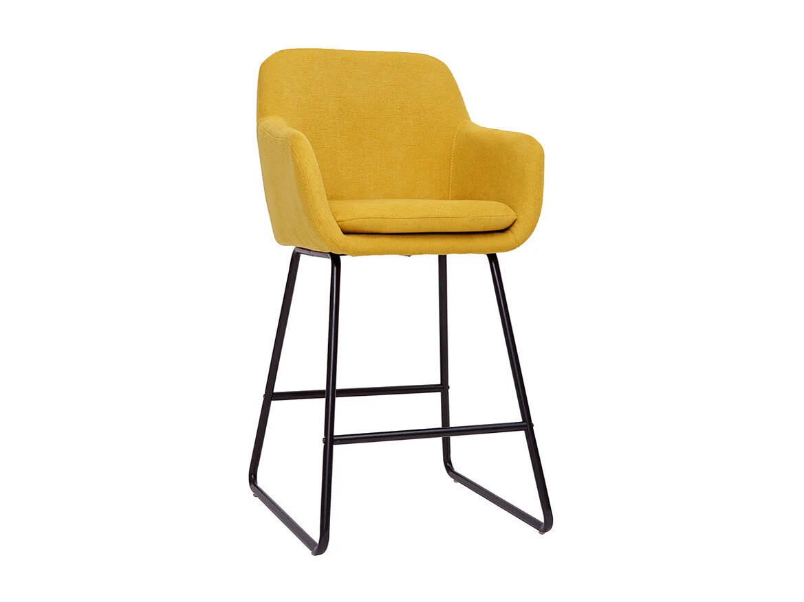 Set de 2 taburetes de cocina efecto aterciopelado amarillo mostaza 65 cm AMIKA