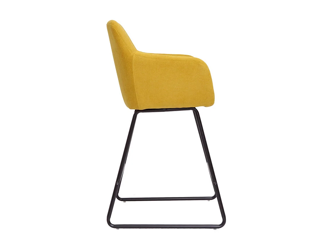 Tabourets de bar en tissu effet velours jaune moutarde H65 cm (lot de 2) AMIKA