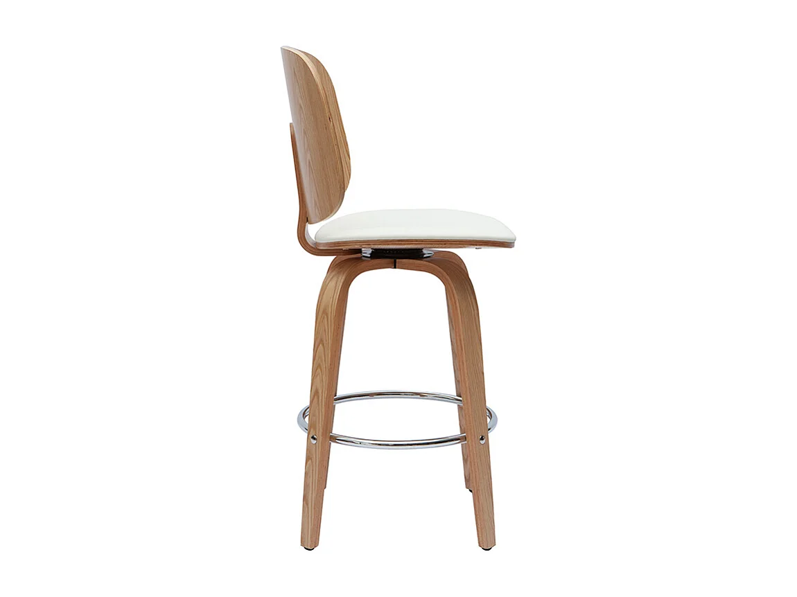 Set de 2 taburetes de cocina giratorios de diseño blanco y madera clara 66 cm BECK