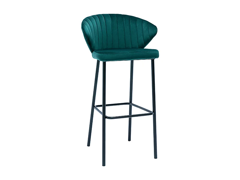 Taburete de bar moderno terciopelo azul petróleo 78 cm DALLY