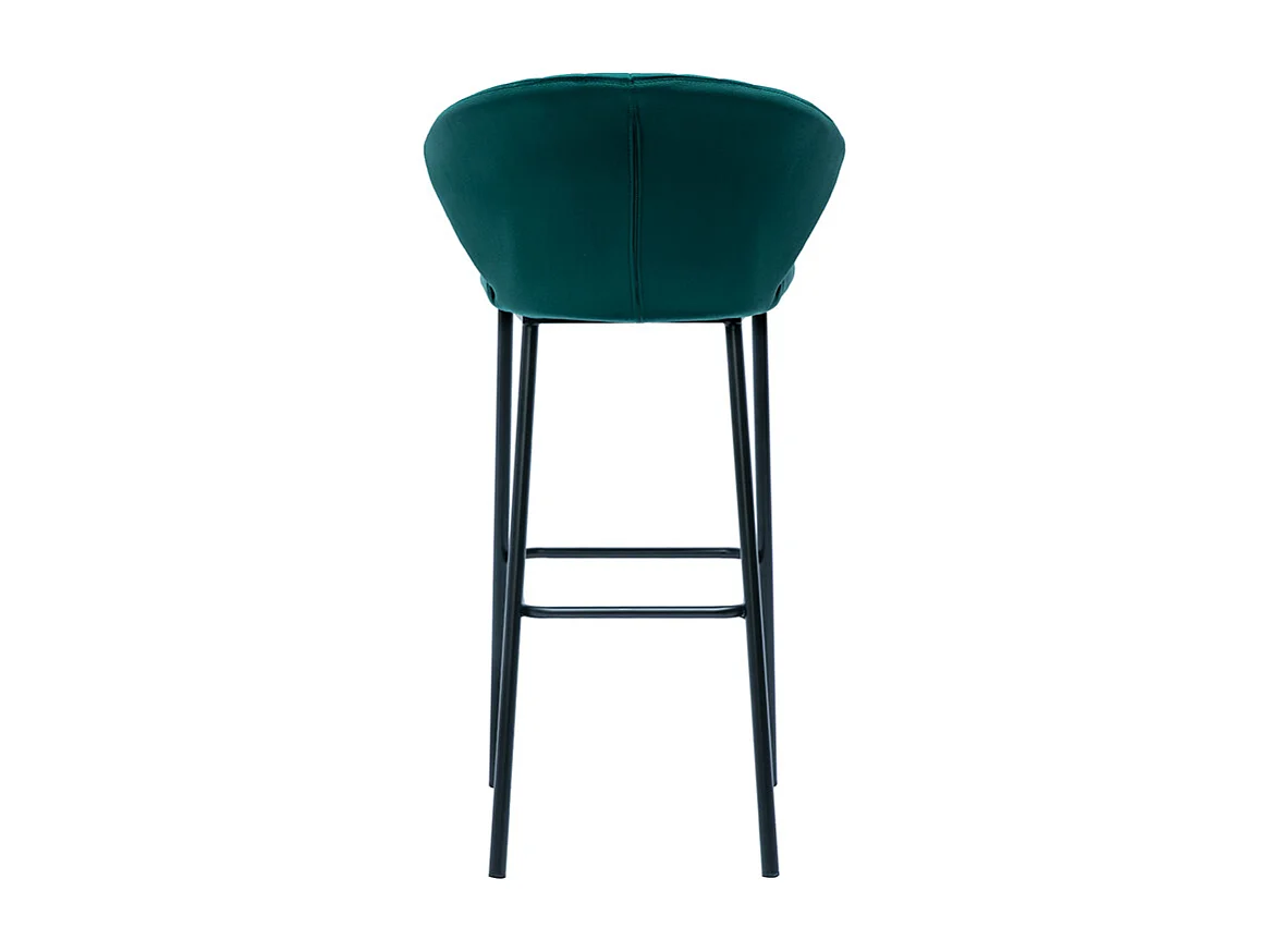 Tabouret de bar design en tissu velours gaufré bleu canard H78 cm DALLY