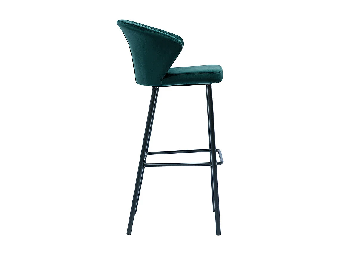 Tabouret de bar design en tissu velours gaufré bleu canard H78 cm DALLY
