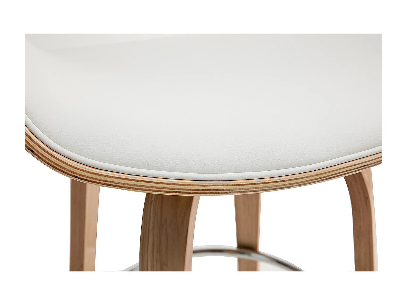 Taburete de bar moderno blanco y madera clara 65 cm ARAMIS