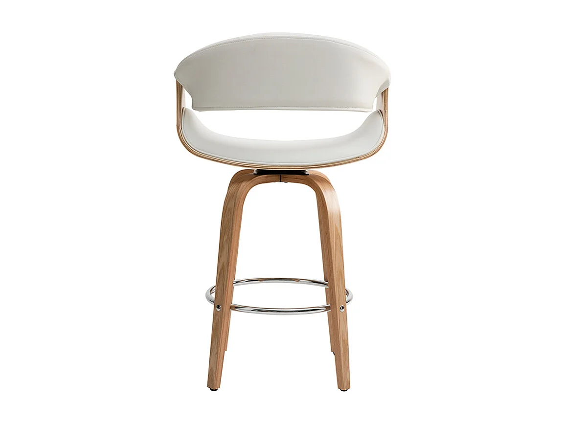 Design-Barhocker Weiß und helles Holz 65 cm ARAMIS